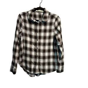 Calvin Klein Checked Flannel Button Up Size Large Ladies Warm Cozy Fall